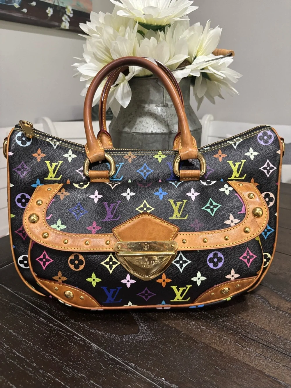 Louis Vuitton Black Murakami Rita Multicolor Monogram Shoulder bag